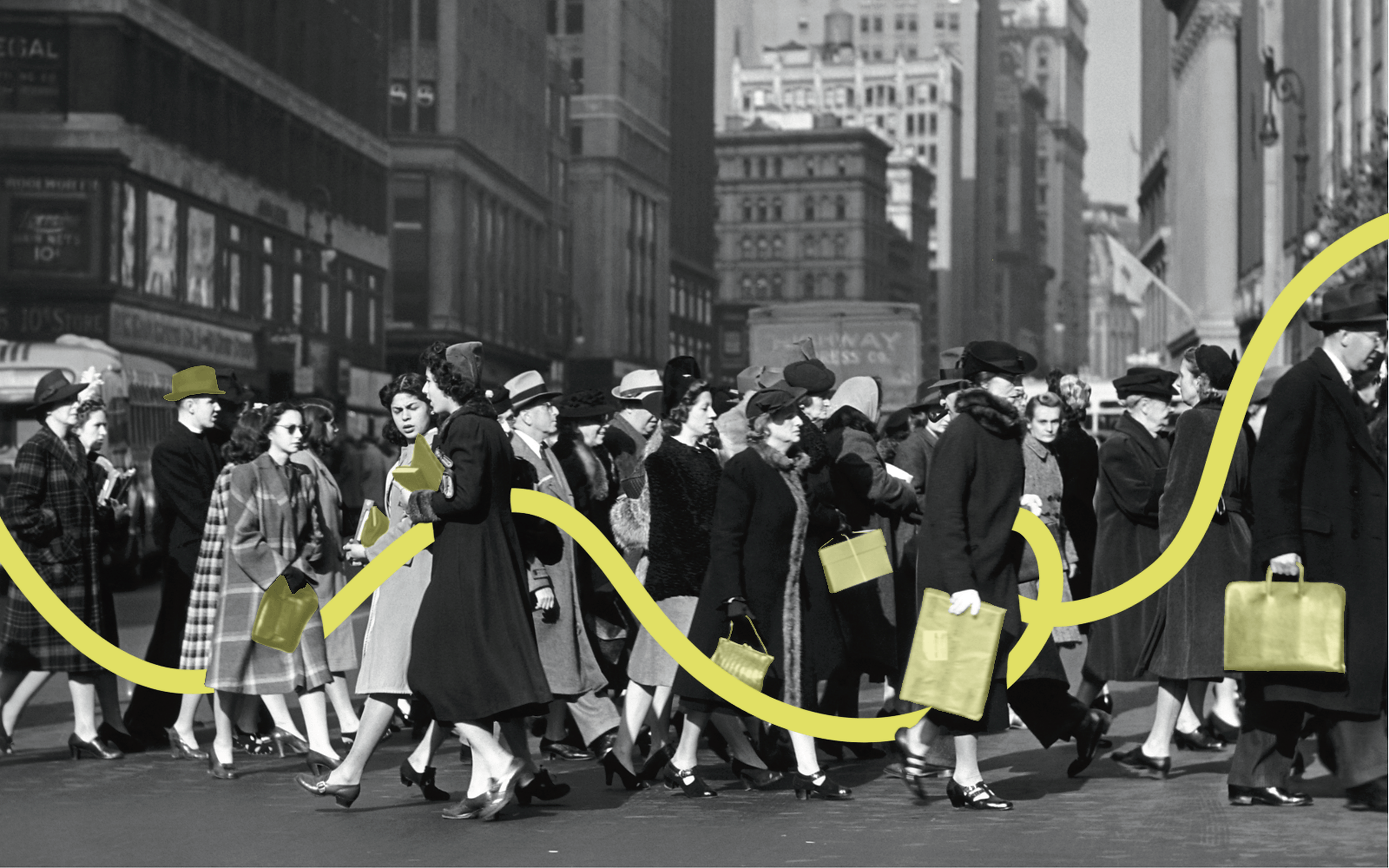 Crosswalk crowd scene representing the connection between brands and people.
